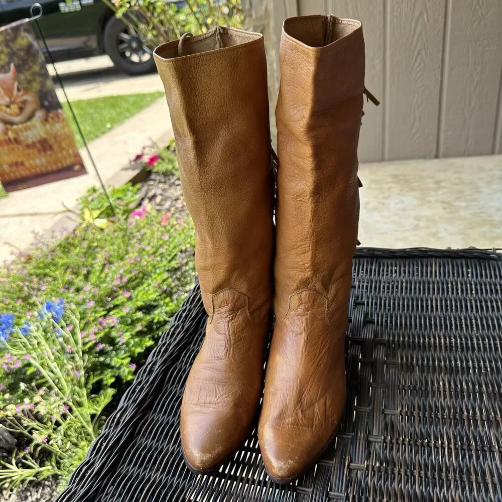 Laredo Leather Boots Womens Size 6 M Fringed Western Cowboy Cowgirl Taylor Swift